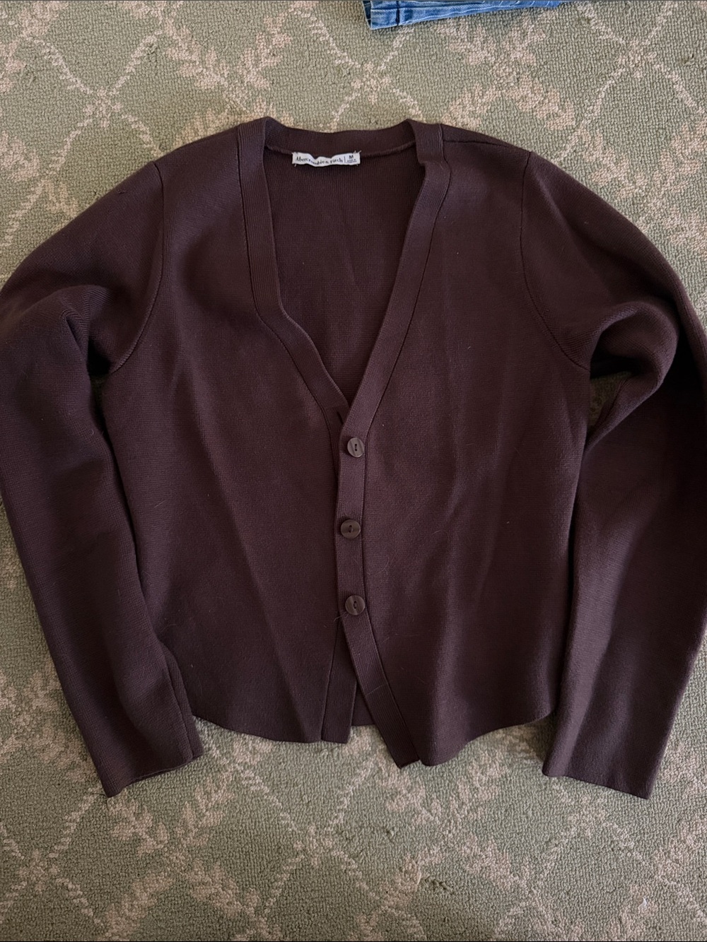 Abercrombie & Fitch Dark Brown V-Neck Button Cardigan